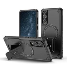 Per Samsung Galaxy S25 Edge 5G Armor MagSafe Holder Custodia per telefono in TPU ibrido per PC (nero)