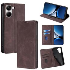 Per Redmi Turbo 4 Custodia in pelle magnetica Skin Feel (marrone scuro)