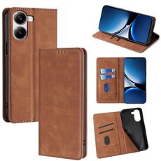 Per Redmi Turbo 4 Custodia in pelle magnetica Skin Feel (marrone chiaro)