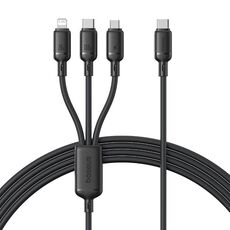 Cavo di ricarica rapida Baseus Q-elastic Series 100W 3 in 1, lunghezza: 1,5 m (nero)