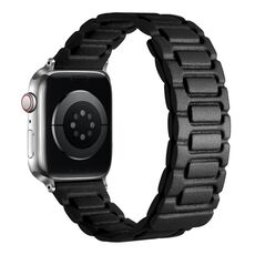 Per Apple Watch 42mm / 41mm / 40mm / 38mm Cinturino magnetico in pelle a tre pezzi a forma di I (nero)