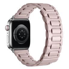 Per Apple Watch 42mm / 41mm / 40mm / 38mm Cinturino magnetico in pelle a tre pezzi a forma di I (cachi)