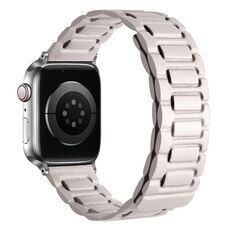 Per Apple Watch 42mm / 41mm / 40mm / 38mm Cinturino magnetico in pelle a tre pezzi a forma di I (Starlight)