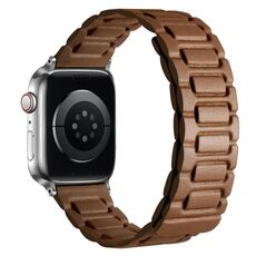 Per Apple Watch 42mm / 41mm / 40mm / 38mm Cinturino magnetico in pelle a tre pezzi a forma di I (marrone)