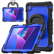 Per Lenovo Tab 10.1 TB-311XU/FU D Type Custodia per tablet PC ibrida in silicone con supporto per maniglia (PC blu)