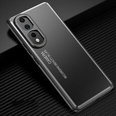 Per Honor 80 Pro Custodia per telefono in metallo satinato piatto (nero)