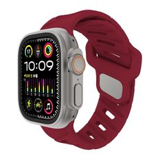 Per Apple Watch 46mm / 49mm / 45mm / 44mm Cinturino in silicone con foro inclinato (rosso vino)