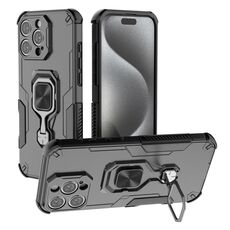 Per iPhone 16 Pro Max Custodia per telefono in TPU ibrido con supporto in metallo per PC (nero)