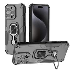 Per iPhone 15 Pro Max Custodia per telefono in TPU ibrido con supporto in metallo per PC (nero)