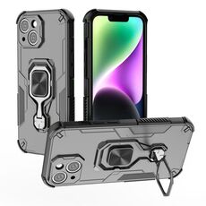 Per iPhone 15 Custodia per telefono in TPU ibrido con supporto in metallo per PC (nero)