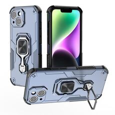 Per iPhone 15 Custodia per telefono in TPU ibrido con supporto in metallo per PC (blu)
