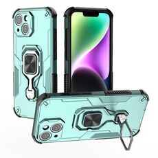 Per iPhone 15 Custodia per telefono in TPU ibrido con supporto in metallo per PC (verde)