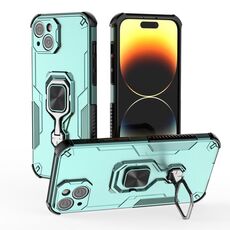 Per iPhone 14 Plus / 15 Plus Custodia per telefono in TPU ibrido con supporto in metallo per PC (verde)