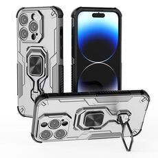 Per iPhone 14 Pro Custodia per telefono in TPU ibrido con supporto in metallo per PC (grigio)