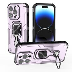 Per iPhone 14 Pro Custodia per telefono in TPU ibrido con supporto in metallo per PC (viola)