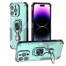 Per iPhone 14 Pro Max Custodia per telefono in TPU ibrido con supporto in metallo per PC (verde)