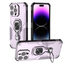 Per iPhone 14 Pro Max Custodia per telefono in TPU ibrido con supporto in metallo per PC (viola)