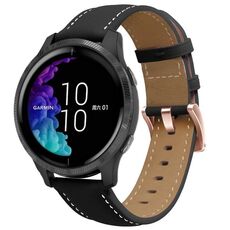 Cinturino per orologio in pelle con fibbia in oro rosa da 20 mm (nero)