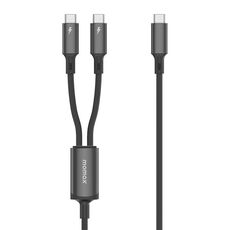 Cavo dati magnetico intrecciato 2 in 1 MOMAX DC85D Mag.Link 100W da tipo C a tipo C, lunghezza: 1,5 m (nero)