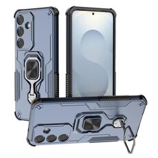 Custodia per telefono ibrida in TPU con supporto in metallo per Samsung Galaxy S25 5G (blu)