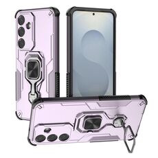 Custodia per telefono ibrida in TPU con supporto in metallo per Samsung Galaxy S25 5G (viola)