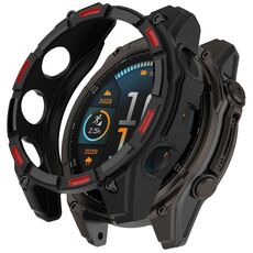 Per Garmin Tactix 8 AMOLED 51mm Hollow Armor TPU Half Coverage Watch Custodia protettiva (nero rosso)