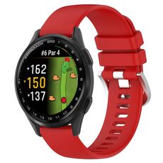 Per Garmin Approach S50 20mm Liquid Glossy Silver Buckle Cinturino in silicone (rosso)