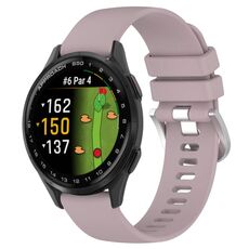 Per Garmin Approach S50 20mm Liquid Glossy Silver Buckle Silicone Watch Band (Loran Violet)