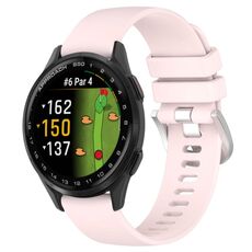 Per Garmin Approach S50 20mm Liquid Glossy Silver Buckle Cinturino in silicone (rosa chiaro)