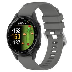 Per Garmin Approach S50 20mm Liquid Glossy Silver Buckle Cinturino in silicone (grigio scuro)