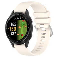 Per Garmin Approach S50 20mm Liquid Glossy Silver Buckle Silicone Watch Band (Starlight)