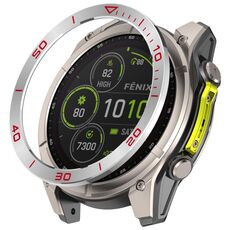 Per Garmin Tactix 8 AMOLED 47mm Fuso orario in acciaio inossidabile Anello protettivo in metallo (argento rosso)