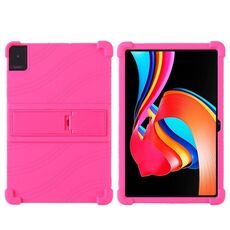 Per TCL TAB 10L Gen 2 Custodia protettiva antiurto in silicone per tablet con supporto (rosso rosa)