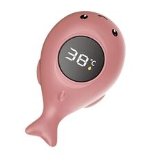 Termometro per il bagnetto del bambino con schermo LED a colori a forma di balena dei cartoni animati impermeabile IPX7 (rosa)