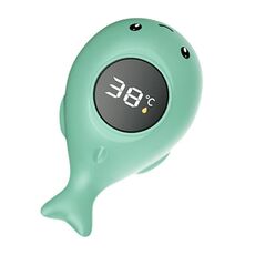 Termometro per il bagnetto del bambino con schermo LED a colori a forma di balena dei cartoni animati impermeabile IPX7 (verde)