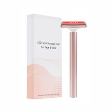 Massaggiatore per il viso con luce rossa, per occhi e collo, con vibrazione, per sollevamento e riduzione delle occhiaie (rosa fata)