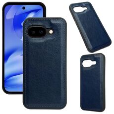 Per Google Pixel 9a Custodia per telefono con retro in pelle di mucca (blu reale)