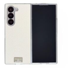 Per Samsung Galaxy Z Fold6 Custodia per telefono con texture Litchi con bordo trasparente (bianco)