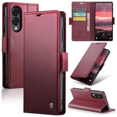 Per Samsung Galaxy S25 Edge 5G CaseMe 023 Butterfly Buckle Litchi Texture RFID Antifurto Custodia in Pelle per Telefono (Rosso)