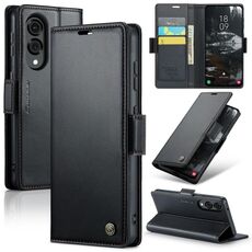 Per Samsung Galaxy S25 Edge 5G CaseMe 023 Butterfly Buckle Litchi Texture RFID Antifurto Custodia per telefono in pelle (Nero)