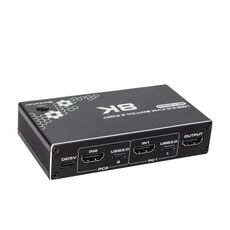 K1 2 porte HDCP 2.3 RJ45 USB 3.0 Hub Adattatore 4K 120Hz HDMI 2.0b USB-C KVM Switch (Nero)