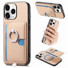Per iPhone 11 Pro Custodia per telefono con inserto laterale ad anello in fibra di carbonio MagSafe (cachi)