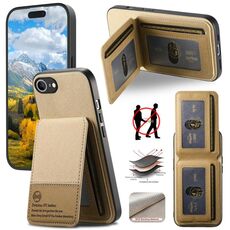 Per iPhone 16e Twill Tessuto Pelle Verticale Flip RFID Card Bag Custodia per Telefono (Cachi)