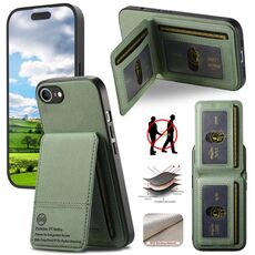 Per iPhone 16e Twill Tessuto Pelle Verticale Flip RFID Card Bag Custodia per Telefono (Verde)