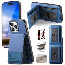Per iPhone 15 Pro Max Twill Tessuto Pelle Verticale Flip RFID Card Bag Custodia per Telefono (Blu)
