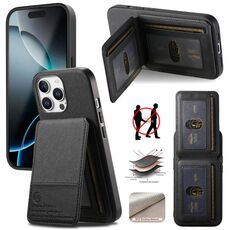 Per iPhone 15 Pro Twill Tessuto Pelle Verticale Flip RFID Card Bag Custodia per Telefono (Nero)