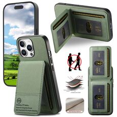 Per iPhone 15 Pro Twill Tessuto Pelle Verticale Flip RFID Card Bag Custodia per Telefono (Verde)