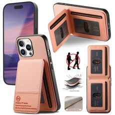 Per iPhone 15 Pro Twill Tessuto Pelle Verticale Flip RFID Card Bag Custodia per Telefono (Rosa)