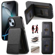 Per iPhone 14 Twill Tessuto Pelle Verticale Flip RFID Card Bag Custodia per Telefono (Nero)