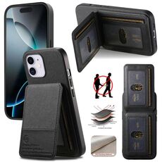 Per iPhone 12 Twill Tessuto Pelle Verticale Flip RFID Card Bag Custodia per Telefono (Nero)